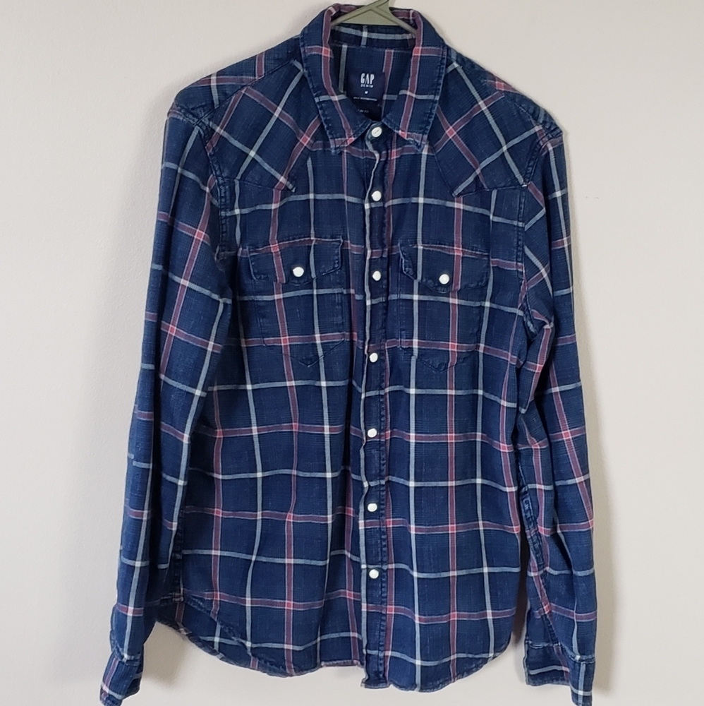 GAP Denim Slim Fit Long Sleeve Button Down Shirt Size Medium